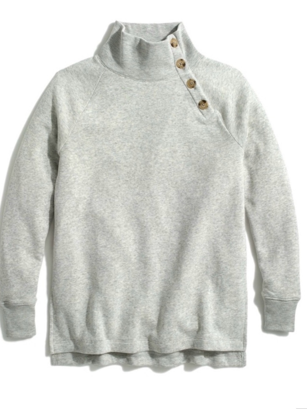J Crew Factory Wide button-collar‎ tunic sweatshirt in cloudspun fleece small